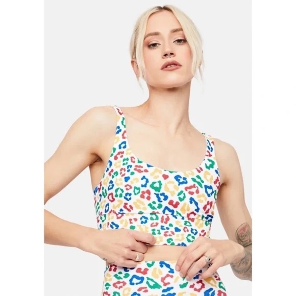 BEACH RIOT Sport Leah Top Primary Color Leopard Print Tank Animal Print Small - Picture 1 of 16